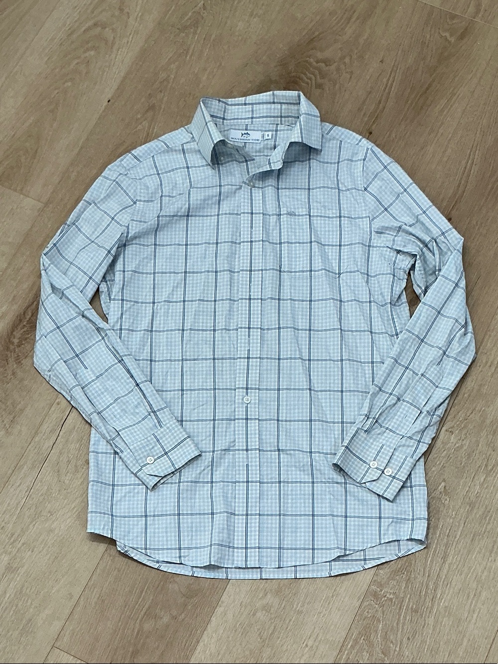 Southern Tide Light Blue Windowpane Dress Shirt